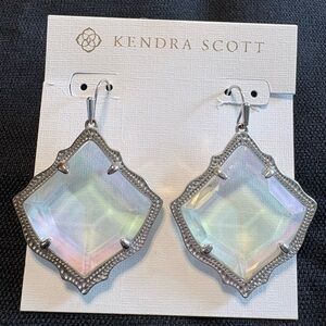 Kendra Scott Iridescent Faceted Drop Earrings Clear Translucent Sparkly